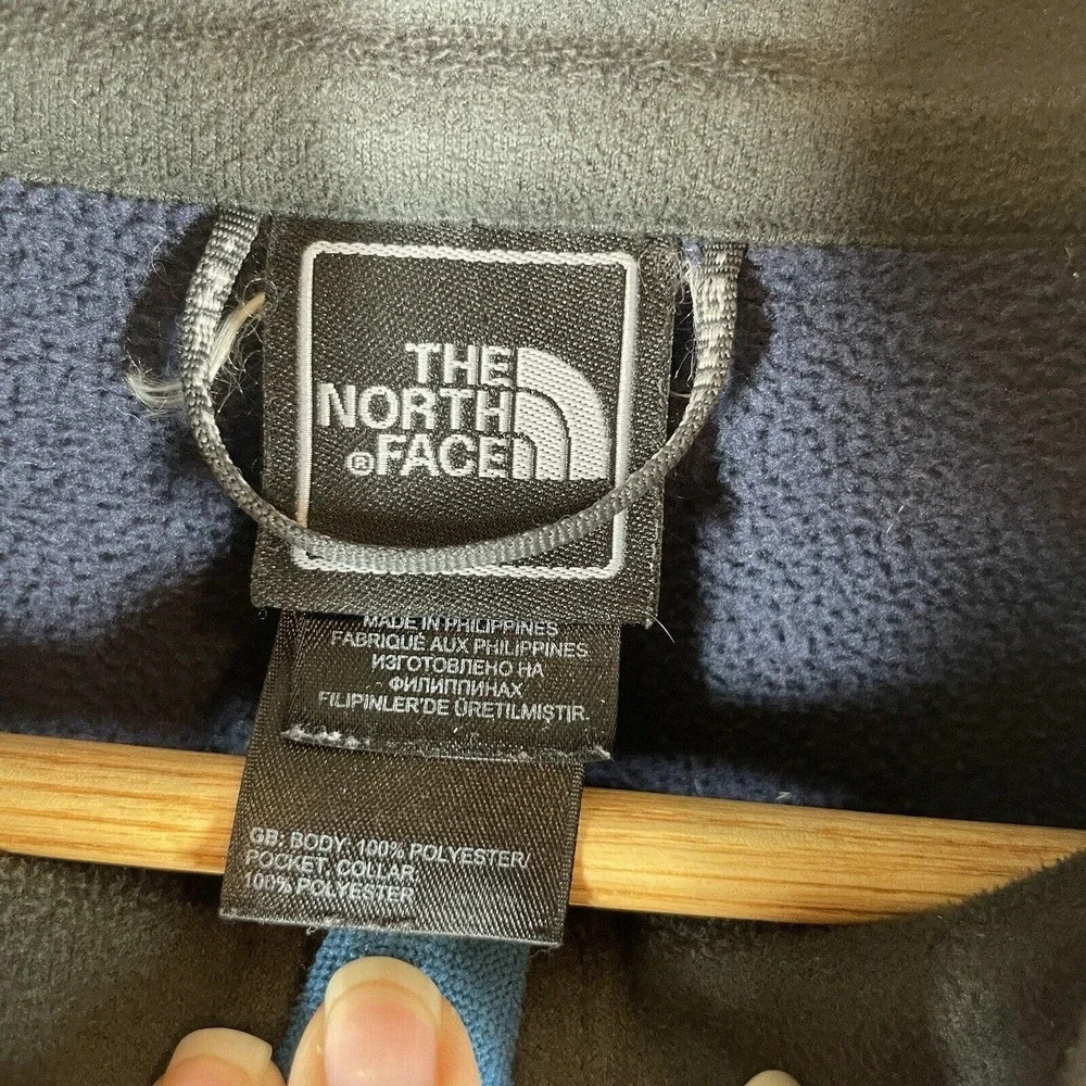 The North Face Mens Size Large Blue Color Block Zip Up Sweater Jacket - Picture 3 of 10